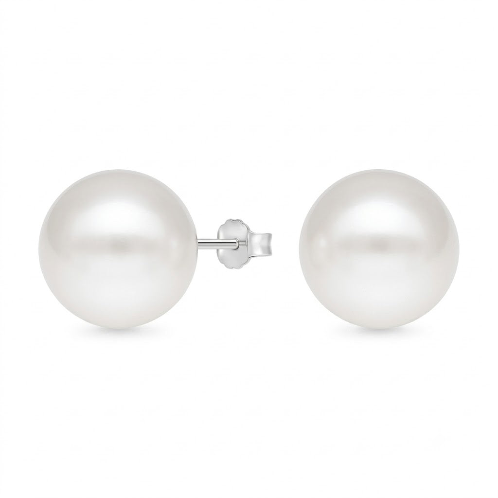 Aros Pegados Perla Blanca Sintética 12 mm