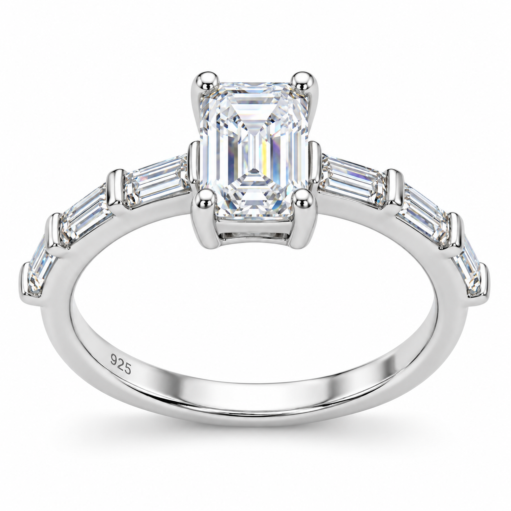 Anillo Solitario Moissanita Circones Laterales