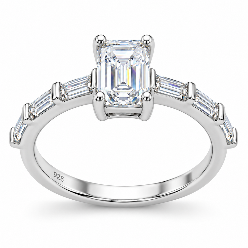 Anillo Solitario Moissanita Circones Laterales