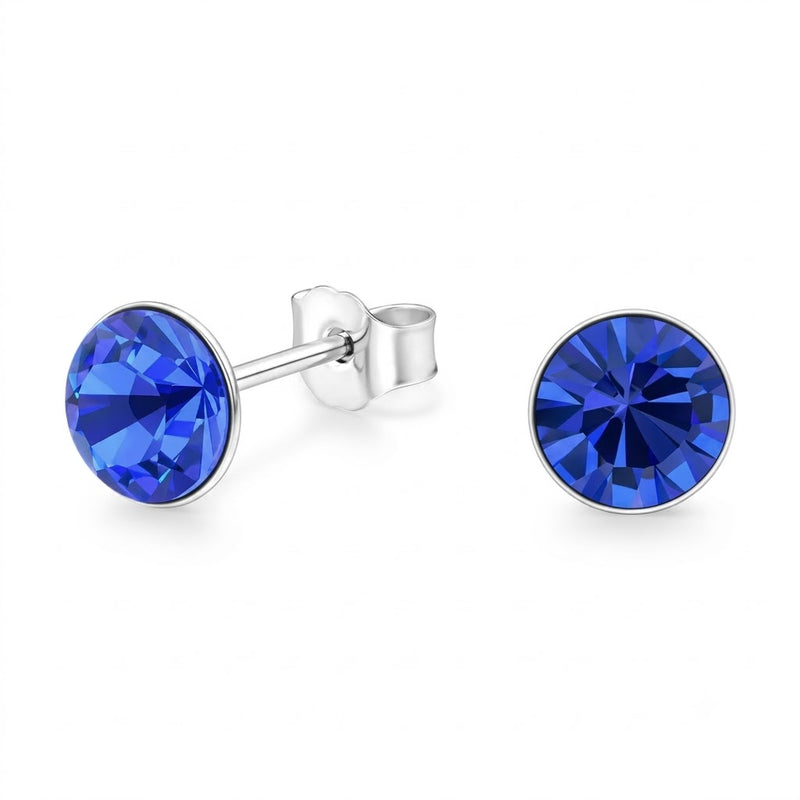 Aros Pegados Cristal Swarovski® Circular Azul 6.5 mm