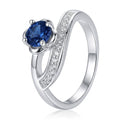 Anillo Solitario Flor Circón Azul Circones