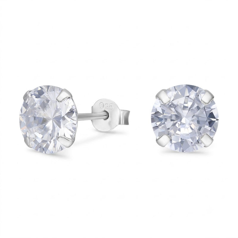 Aros Pegados Circón Circular Blanco 8 mm