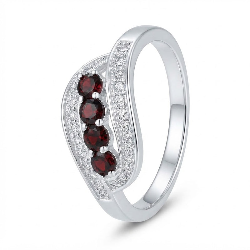 Anillo 4 Circones Rojos Rodeado
