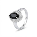 Anillo Almendra Circón Negro Rodeado