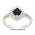 Anillo Circón Negro Líneas Oro
