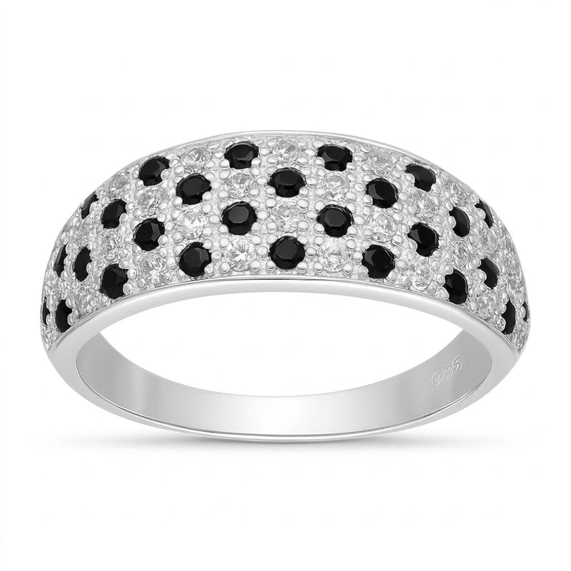Anillo Cintillo Circones Blancos-Negros