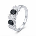 Anillo Cintillo Circones Ovalados Negros Blancos