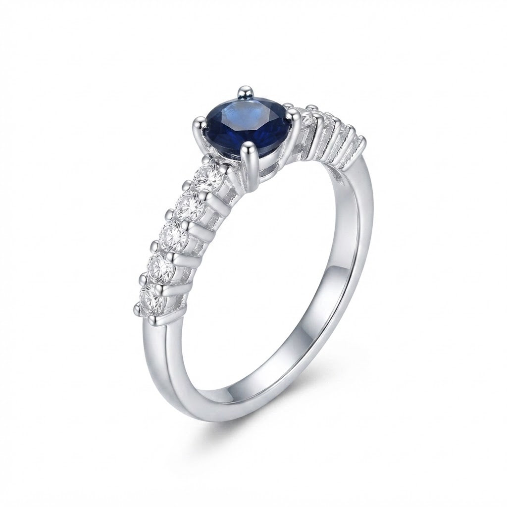 Anillo Circón Azul Circones Laterales