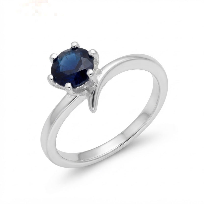 Anillo Solitario Circón Azul