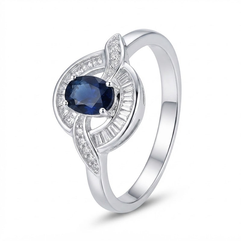 Anillo Circón Azul Rodeado Circones