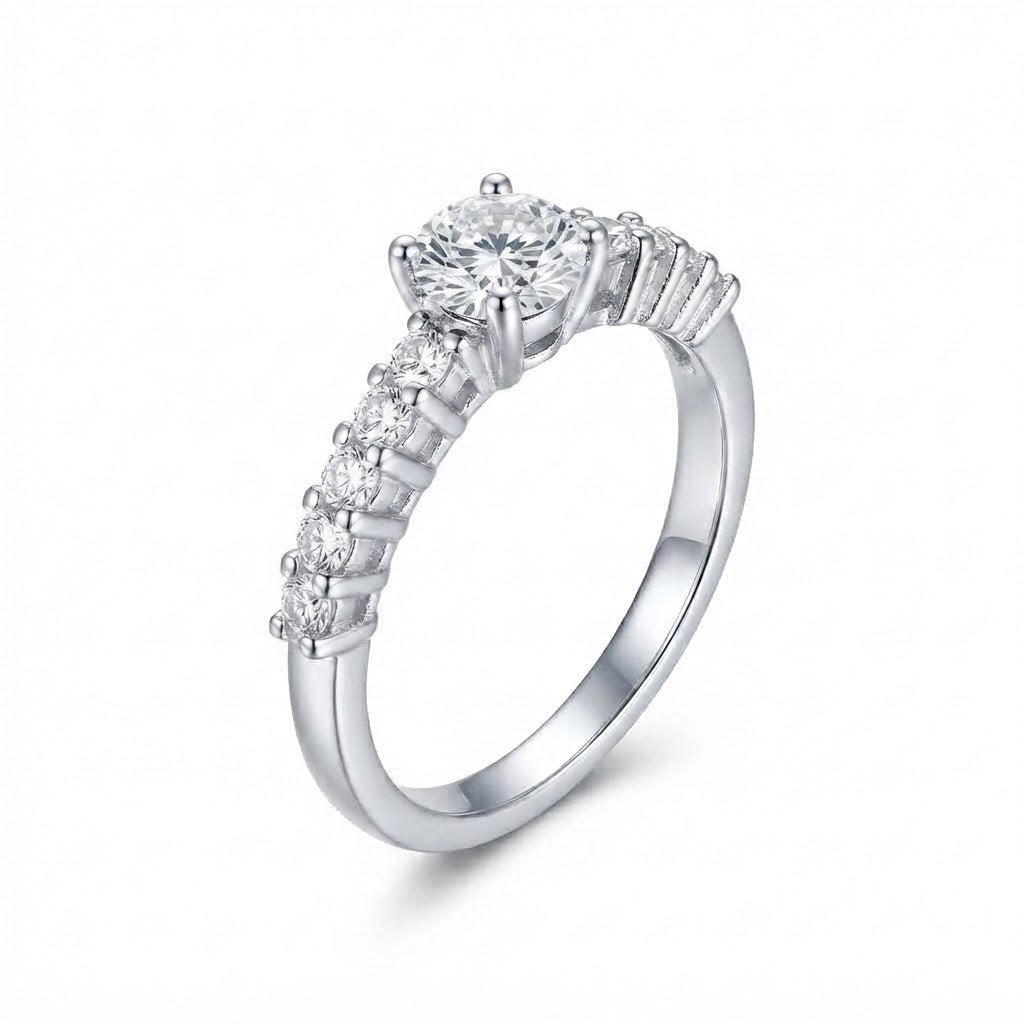 Anillo Circón Blanco Circones Laterales
