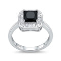 Anillo Circón Negro Cuadrado