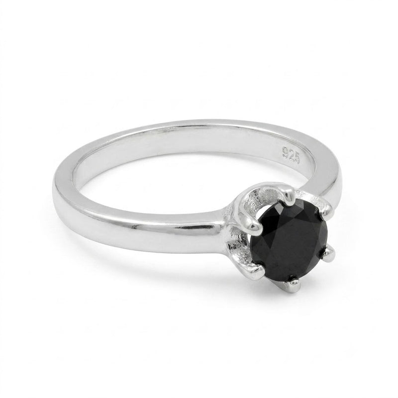 Anillo Solitario Circón Negro