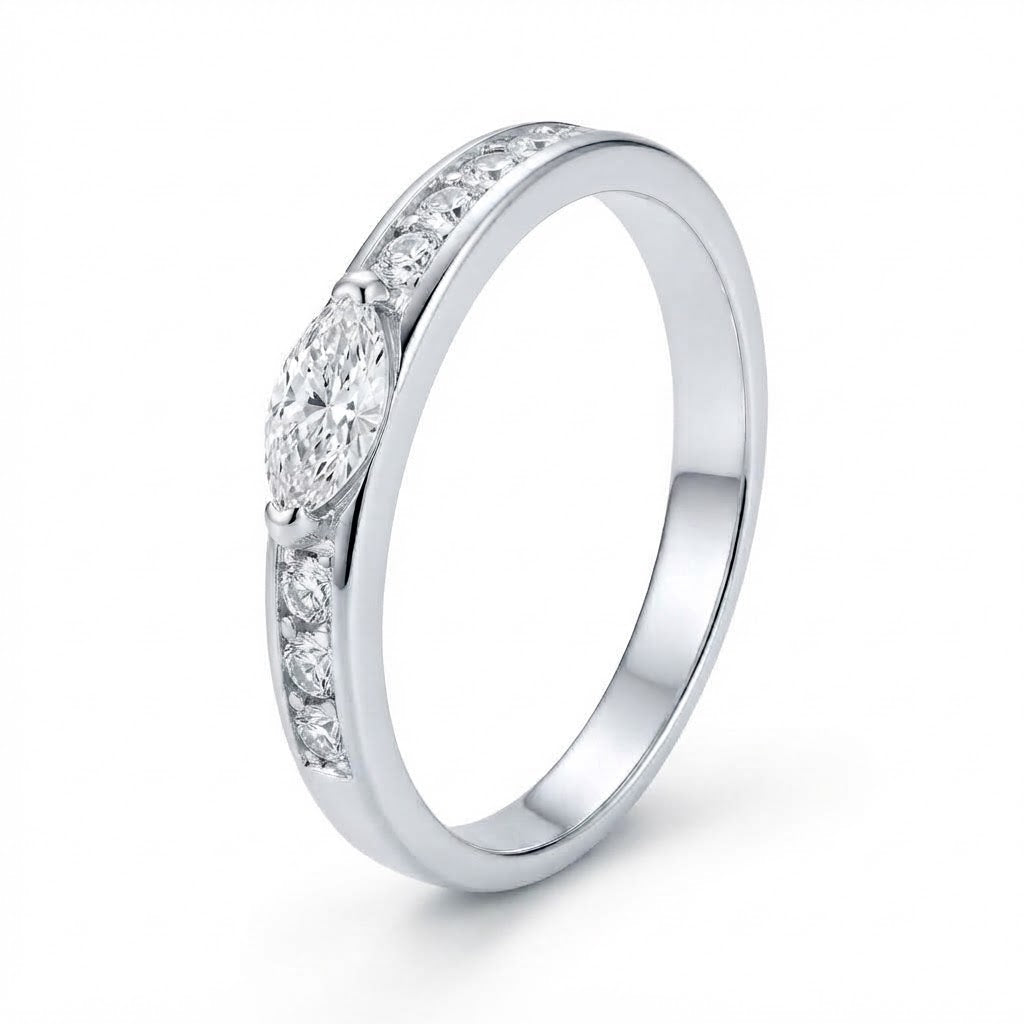 Anillo Circón Ovalado Central Circones Laterales