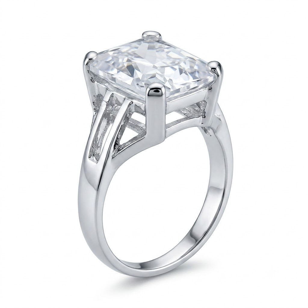 Anillo Circón Rectangular Blanco