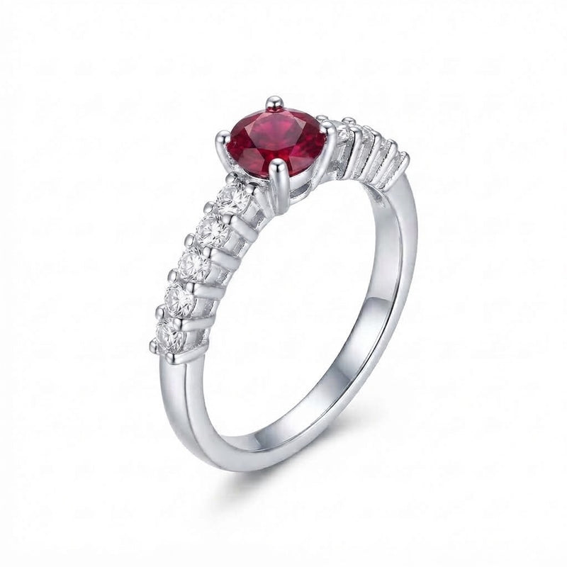 Anillo Circón Rojo Circones Laterales