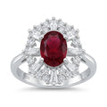 Anillo Circón Rojo Rodeado Circones