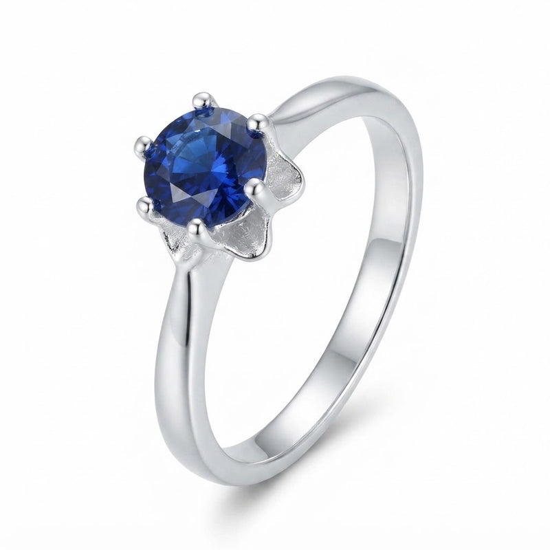 Anillo Circón Solitario Azul