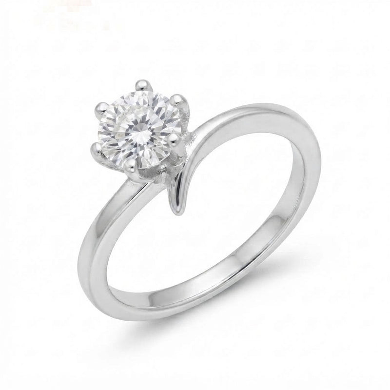 Anillo Circón Solitario Blanco