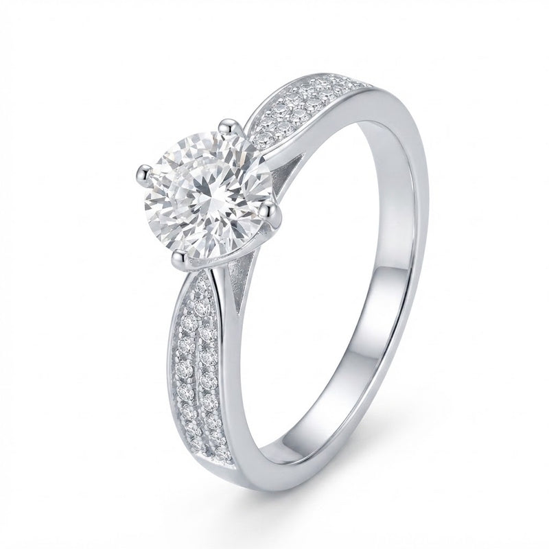 Anillo Circón Solitario Circones Laterales