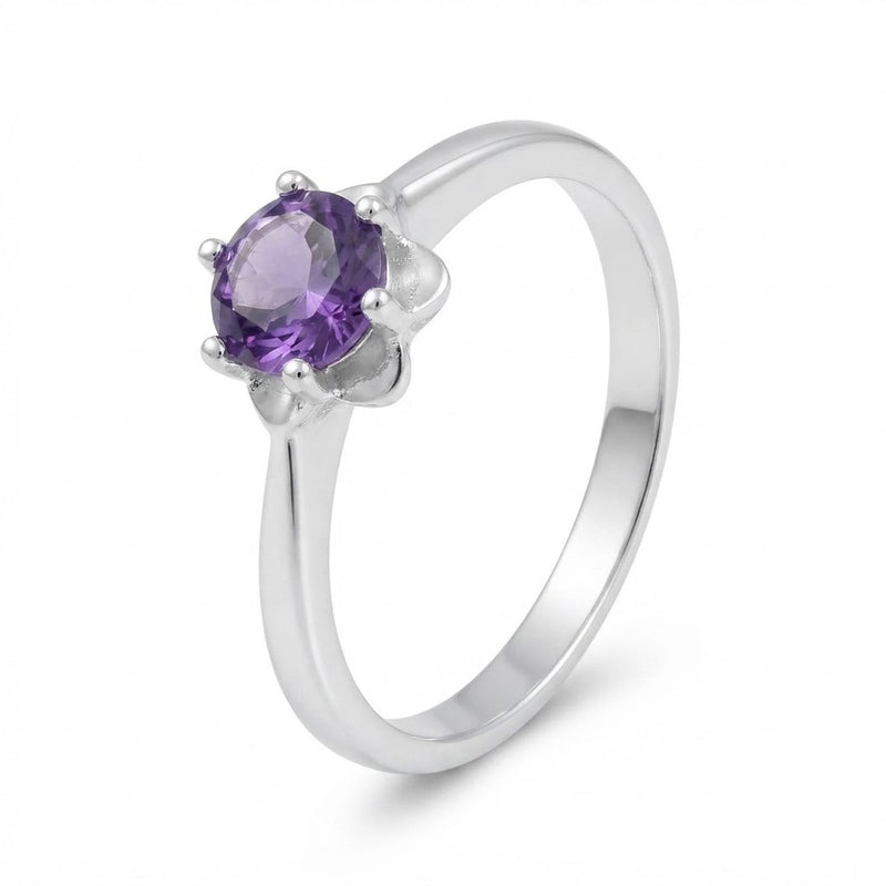 Anillo Circón Solitario Púrpura
