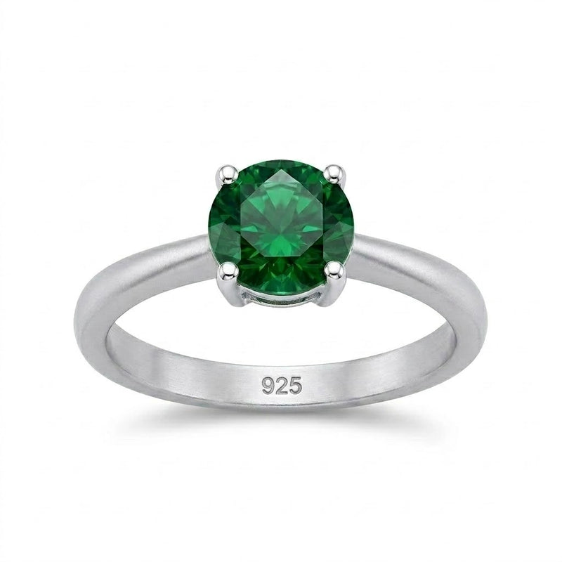 Anillo Circón Solitario Verde