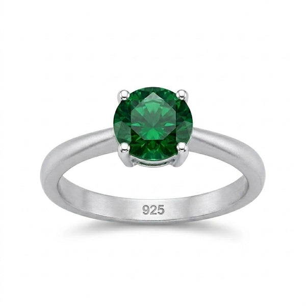 Anillo Circón Solitario Verde
