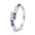 Anillo Circones Rectangulares Blancos Púrpura Cruzado