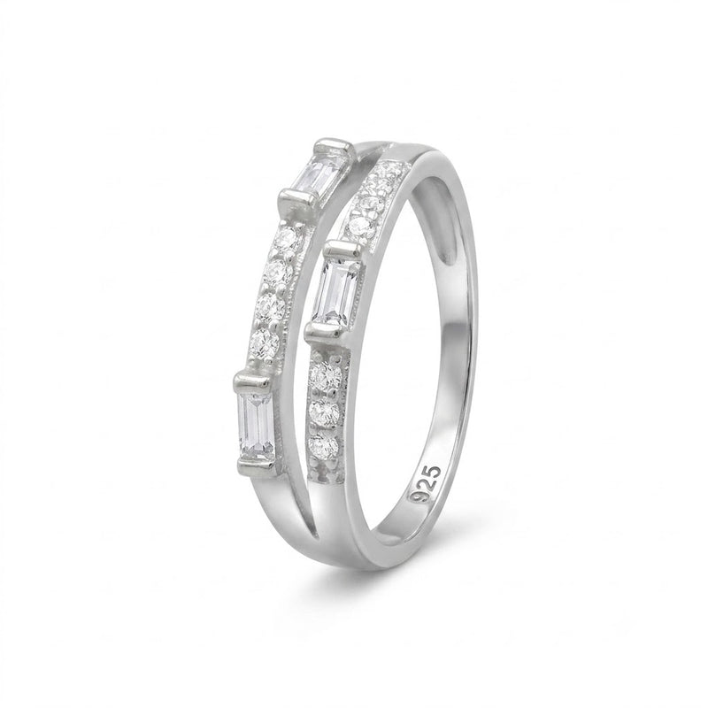 Anillo Doble Cintillo Circones Rectangulares