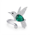 Anillo Colibrí Circón Verde Circones