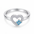 Anillo Corazón Circones Flor Azul