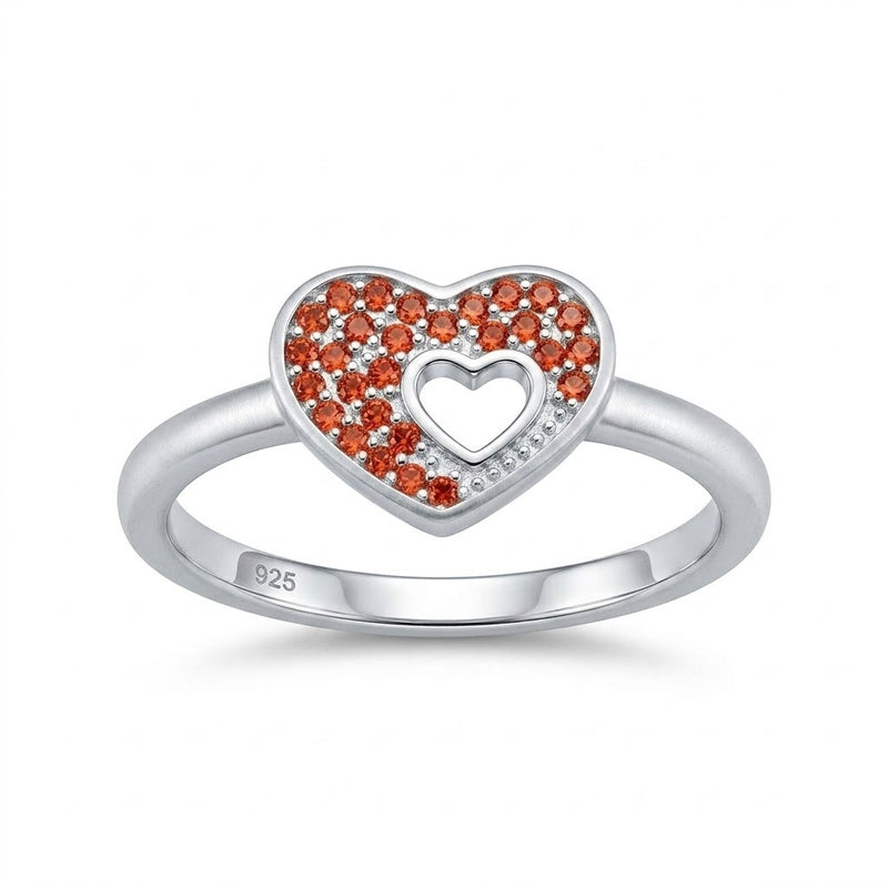 Anillo Corazón Circones Granate