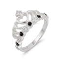 Anillo Corona Circones Negros Blancos