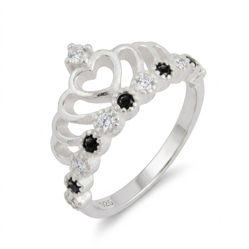Anillo Corona Circones Negros Blancos