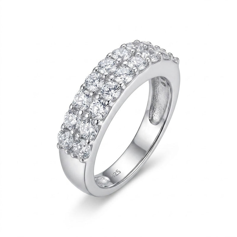 Anillo Doble Cintillo Circones Blancos