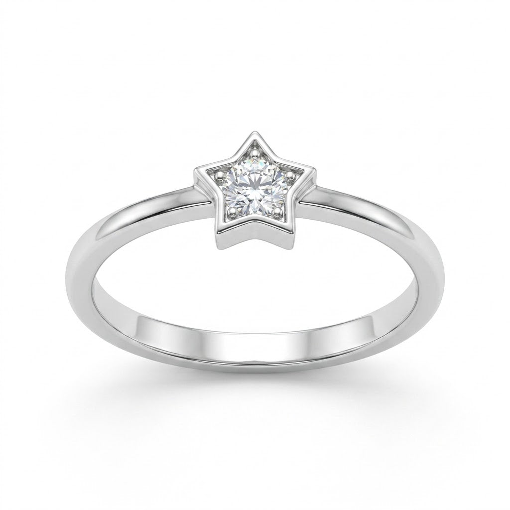 Anillo Estrella Solitaria Circón