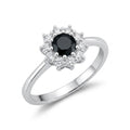 Anillo Flor Circón Negro