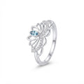 Anillo Flor Loto Circón Turquesa Circones