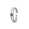 Anillo Midi Doble Circón Agua Marina