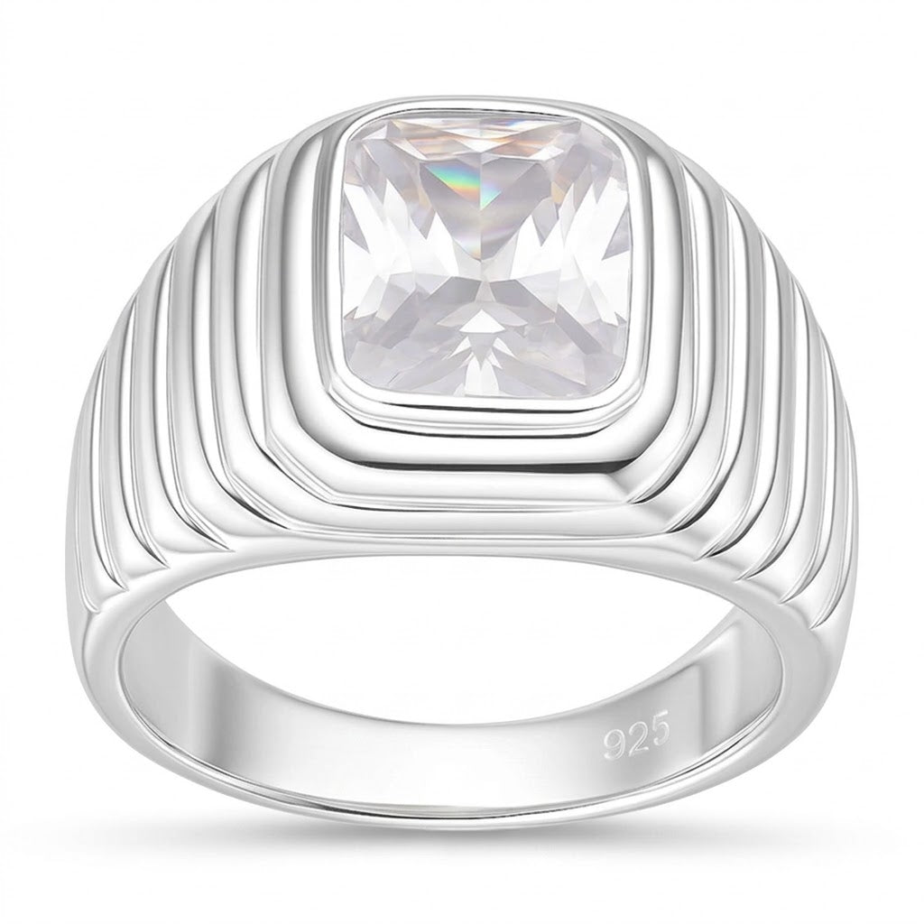 Anillo Sello Circón Labrado