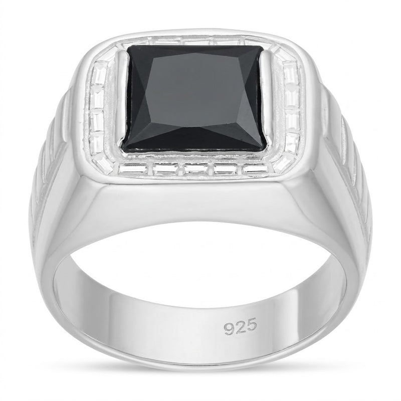 Anillo Sello Circón Negro