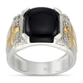 Anillo Sello Circón Negro Cruces Oro