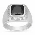Anillo Sello Griego Circón Negro