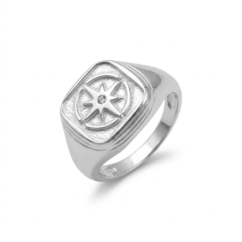 Anillo Sello Rosa Vientos