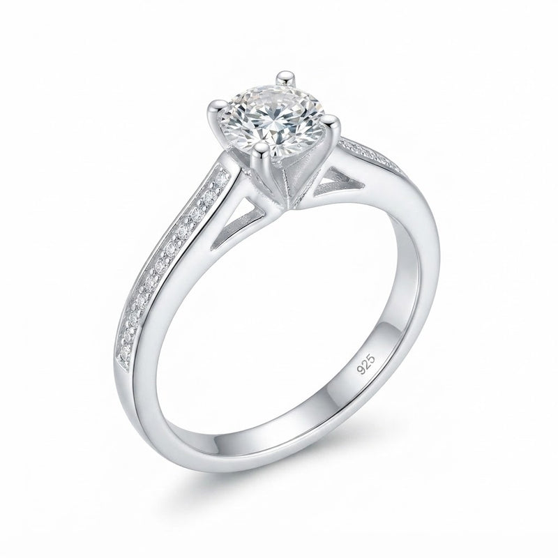 Anillo Circón Solitario Puntos