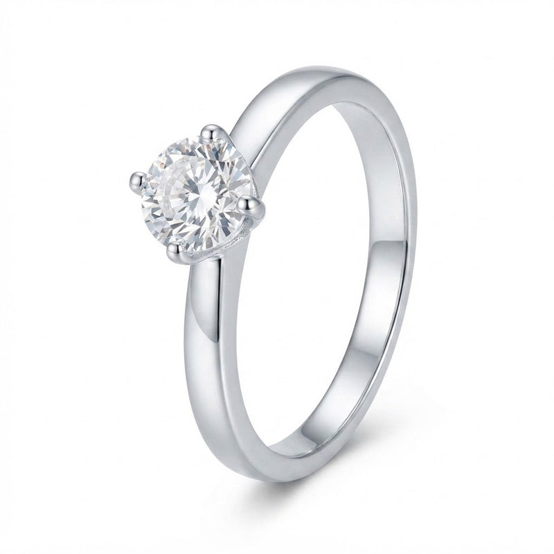 Anillo Circón Solitario Blanco