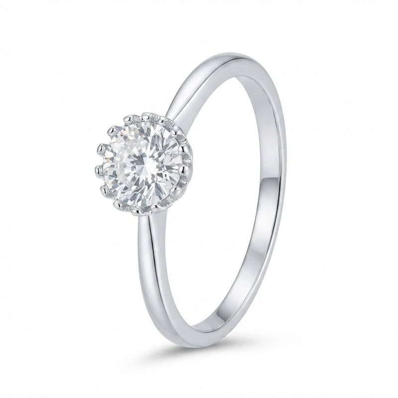 Anillo Solitario Circón Blanco