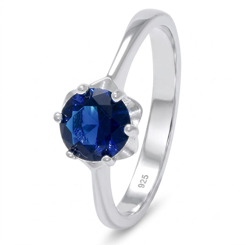 Anillo Solitario Circón Azul