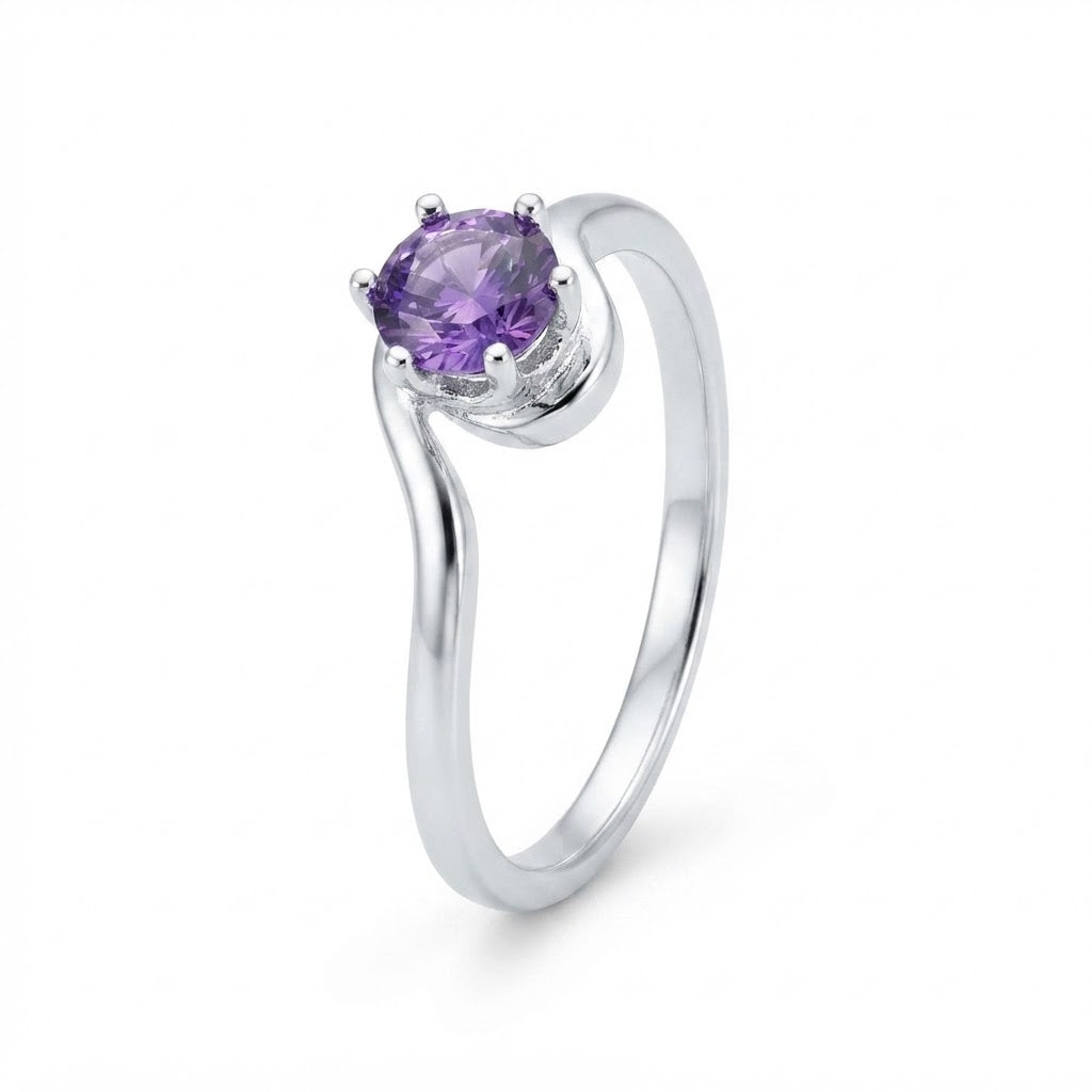 Anillo Torcido Circón Púrpura