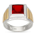 Anillo Sello Circón Rubí Oro